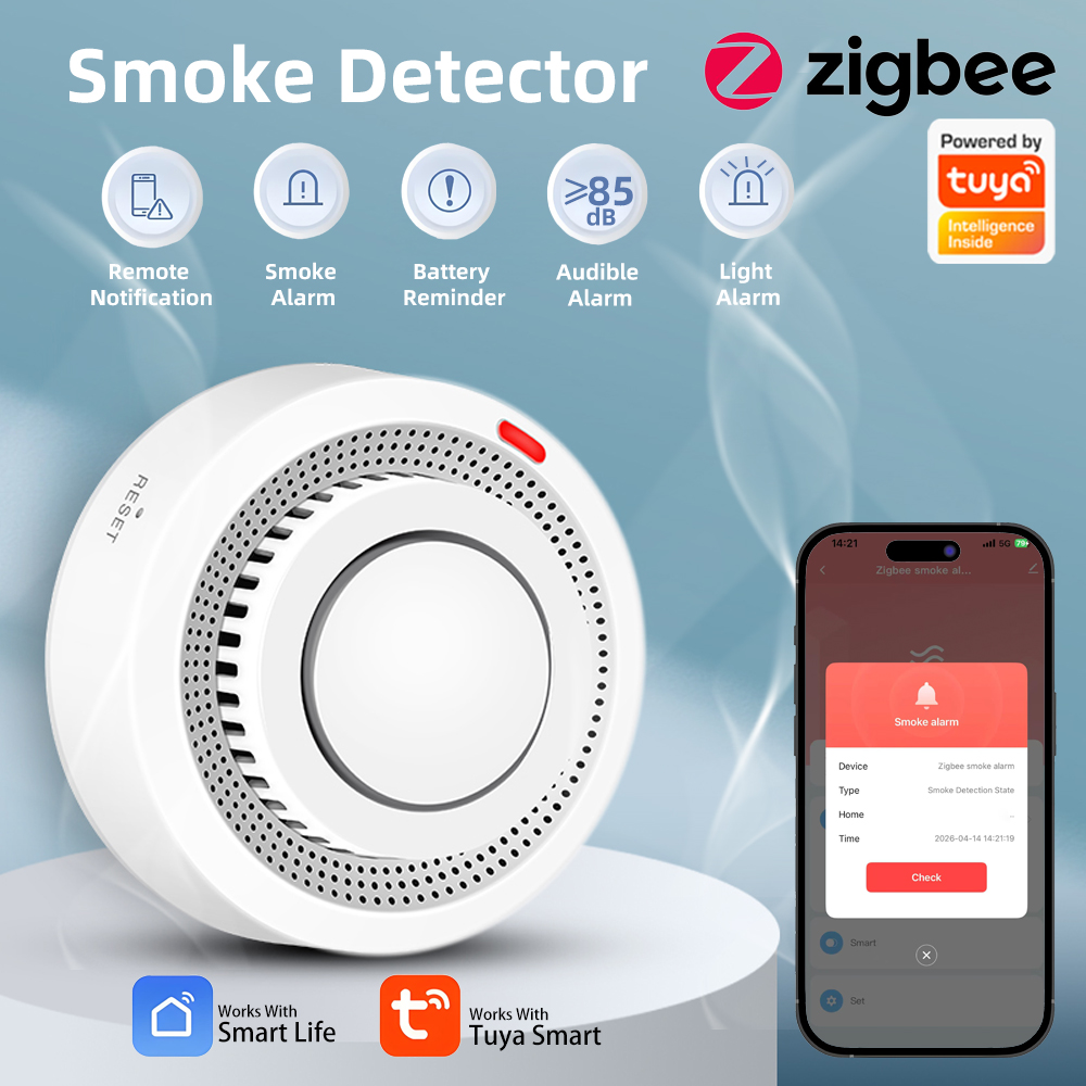 Arumny Tuya Zigbee Smoke Alarm - Home Security Battery Replacement บทวิจารณ์และราคา