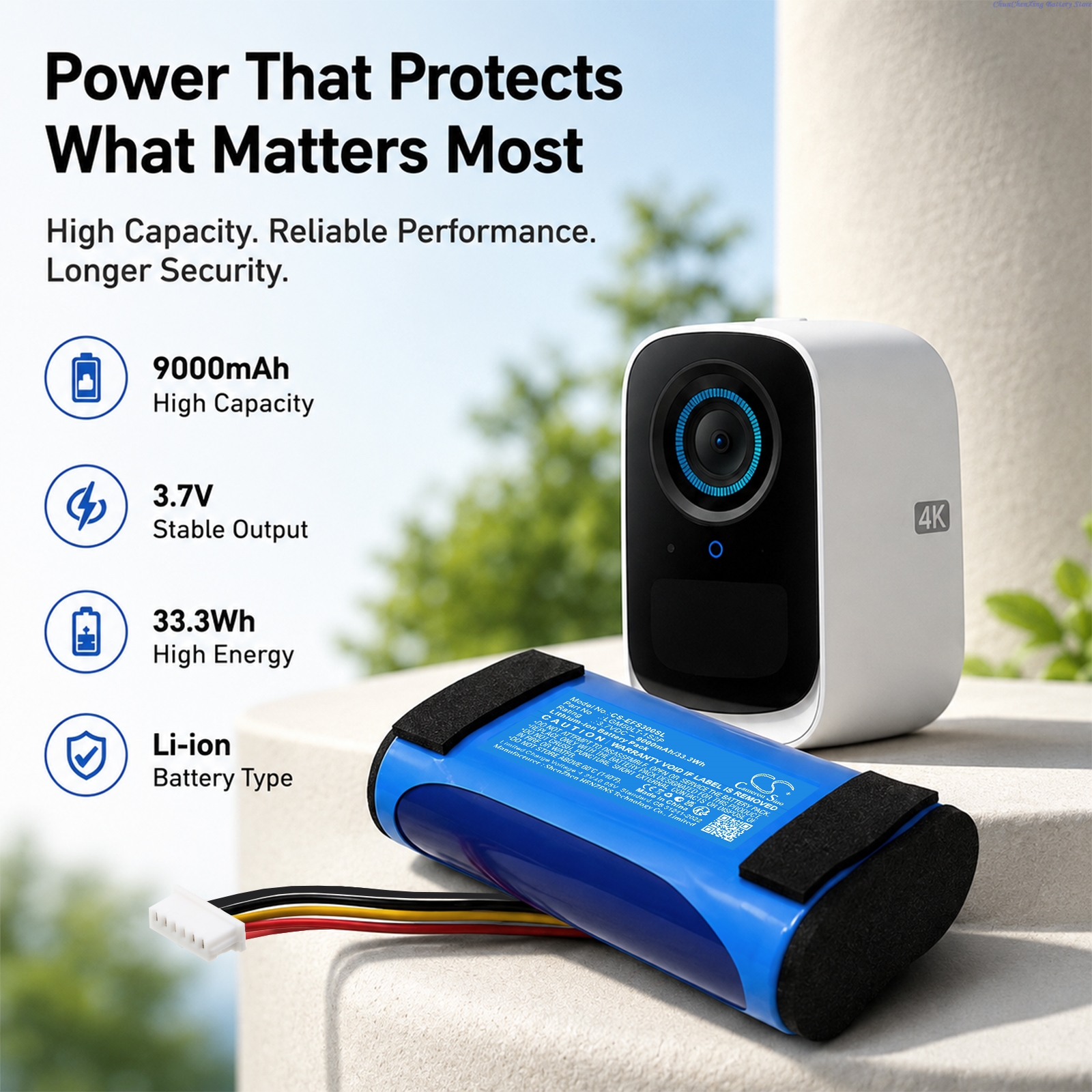 3.7V 9000mAh/10000mAh Replacem - Home Security Battery Replacement บทวิจารณ์และราคา