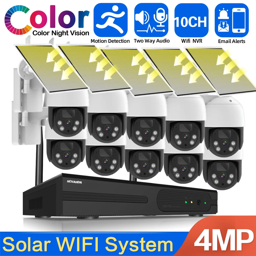 10CH 4MP Solar Powered Wireles - Home Security Systems With Cameras บทวิจารณ์และราคา