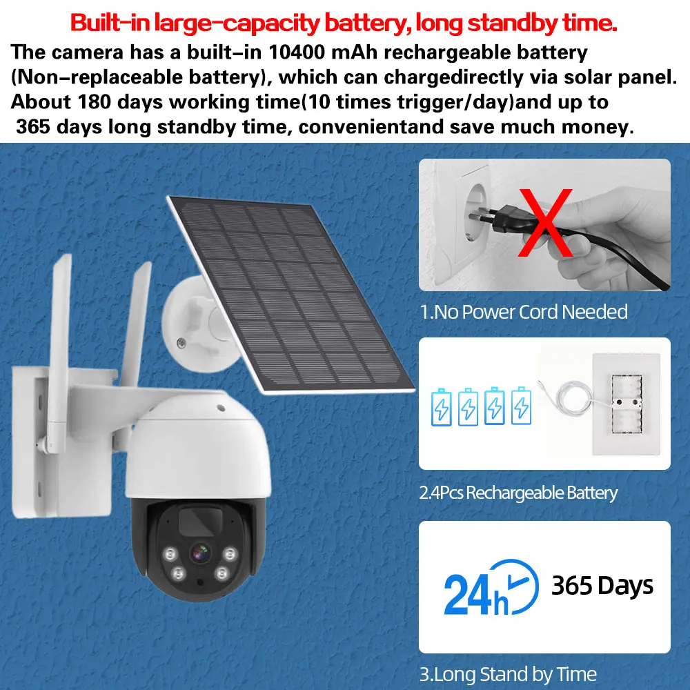 10CH 4MP Solar Powered Wireles - Home Security Systems With Cameras บทวิจารณ์และราคา