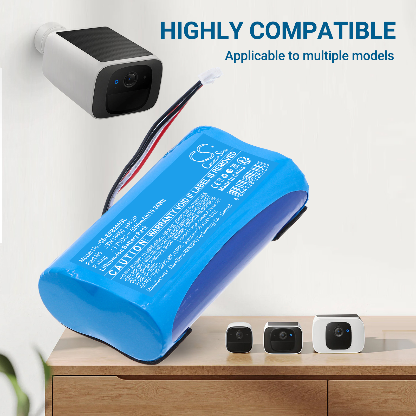 3.7V 5200mAh Replacement Home  - Home Security Battery Replacement บทวิจารณ์และราคา